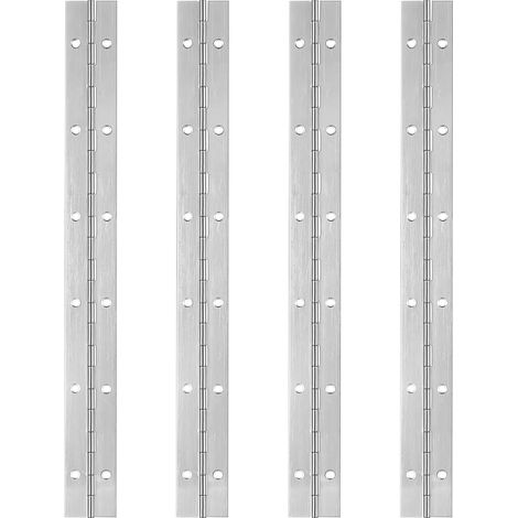 4 pièces de charnières piano en acier inoxydable 30 cm, charnière piano avec 12 trous, charnière rabattable pour pianos, portes d'armoire, bateaux, avec vis/tournevis (1/5)