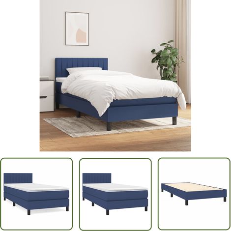 The Living Store Boxspringbett mit Matratze Blau 100x200 cm Stoff - Boxspringbett - Doppelbett - Schlafsystem - Blau - Bettrahmen (1/5)
