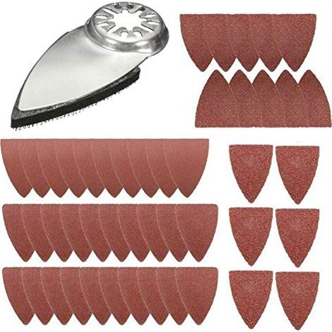 Kit de disques ponçage pour doigts, Outil multifonction oscillant à Kits tampons avec 50 pièces papier verre compatibles, b - (1/5)