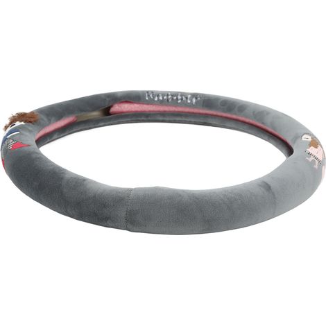 Volant Rond 15 Pouces Housse Protectrice Universelle en Fausse Fourrure Douce Gris Chauffante Mains Hommes Femmes Cartoon (1/5)