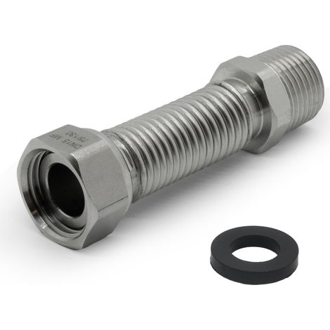 Tuyau Flexible Ondule en Acier Inoxydable de 1" 26/34 - Longueur Réglable de 75 à 130 mm - Tuyau de Raccordement Universel en Acier Inoxydable (1/2)