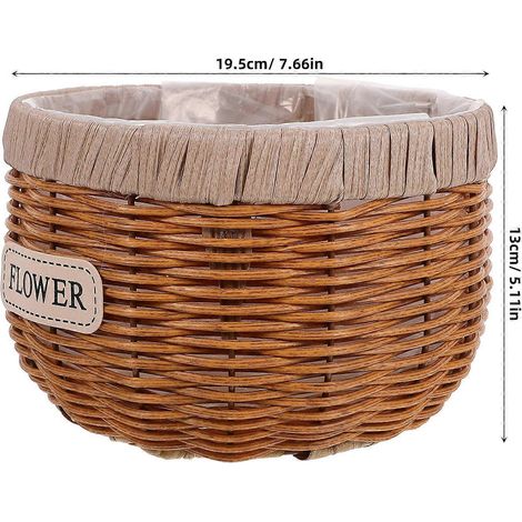 Panier tressé compatible avec les plantes, pot de fleurs d'intérieur kaki (1/4)