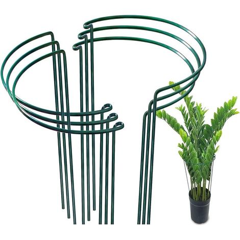 Set of 6 Green Metal Half-Round Plant Support Stakes – Peonies, Roses, Hydrangeas, Tomatoes, Vines and Vegetables (25 x 40 cm) (1/4)