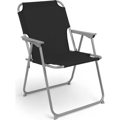 Spetebo – Chaise de camping pliante Oxford – Hauteur 75 cm – Métal peint par poudrage – Couvercle en polyester noir – Confortable et élégante