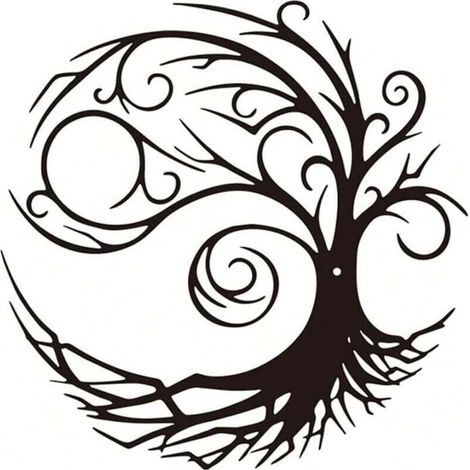 Wanddeko aus Metall, Art-déco-Silhouette des Lebensbaums, geeignet für Wohnzimmer, Garten, Schlafzimmer, 30 x 30 cm