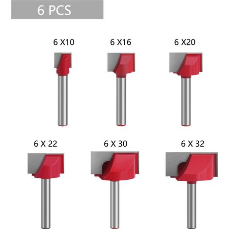 CNC Wood Milling Cutter(6pcs), Walfront Machine Cutting Tool Bottom Shank 6mm Diameter (1/5)