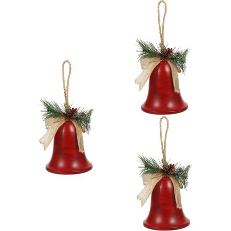 3 Pièces Cloche De Corne en Métal Cloches De Noël Rouges pour L'artisanat Décoration De Noël Ornements De e Décor De e De e De Magasin Vive Le Vent Plastique (1/5)