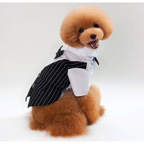 (bandes Noires, M) Costume De Smoking Pour Chien De Petite Et Moyenne Taille, Chemise Avec Nud Papillon Noir Amovible Pour Chien Costume Formel Po (1/5)