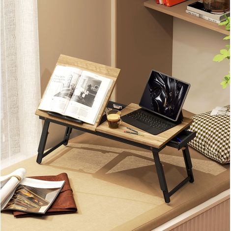 MEUBLIV Mesa de cama 83,5 x 33 cm madera - inclinable, altura regulable, sin montaje (1/5)