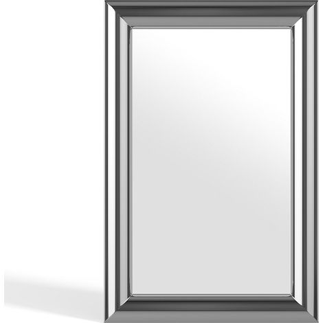 Specchio da parete rettangolare in metallo L. 80 x H. 120 cm Cromato - BORAYA