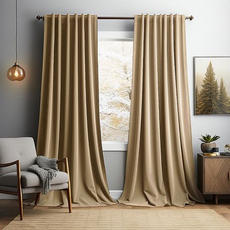 Rideaux En Velours - Isolants Thermiques Et Obscurcissants - Pour Chambre Et Salon - 132 X 160 Cm - Lot De 2 (1/5)