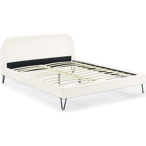 Letto in velluto beige 140 x 190 cm PHOENIX