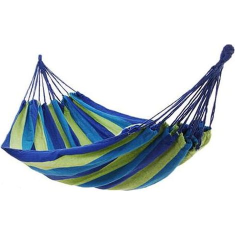 – Hamac double 220 x 160 cm – Charge max 200 kg – Corde en coton 280g/m2 – Installation facile pour extérieur (1/5)