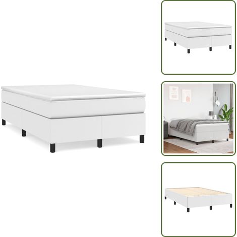 Letto con molle insacchettate - vidaXL Giroletto a Molle con Materasso Bianco 120x190 cm in Similpelle - Letto in similpelle