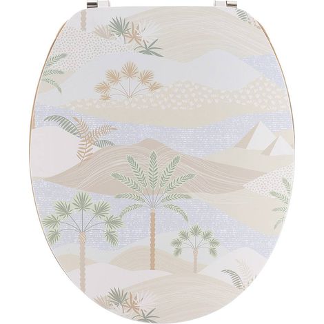 Wc-deckel mdf 18 zoll deckel design gedruckt sitzfläche bambusimitat edelstahlbefestigungen - louxor - Tendance