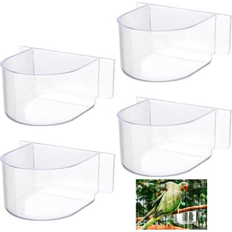 Set di 4 mangiatoie per uccelli da gabbia, con dispenser di cibo e acqua. (1/5)
