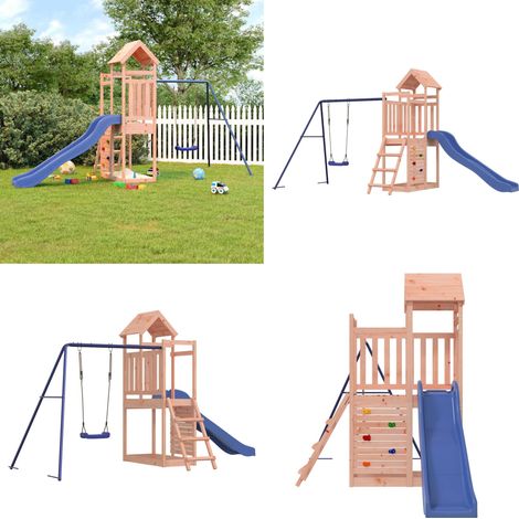 Spielturm Massivholz Douglasie - Holzspielplatz - Gartenspielplatz - Spielturm - Rutsche - Schaukelset - Home & Living