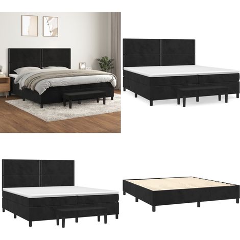 Boxspringbett mit Matratze Schwarz 200x200 cm Samt - Matratze - Samt (1/5)