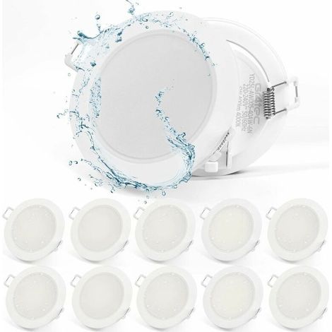 Spot encastrable LED 220V 10x5W – 400LM 4000K blanc neutre – IP65 pour salle de bain – Trou 68-80mm – Ultra-mince 35mm (1/5)