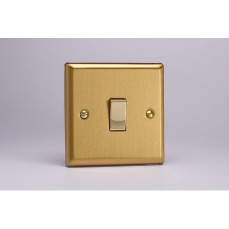 Varilight 10A 1-Gang Rocker Switch in Brushed Brass Finish