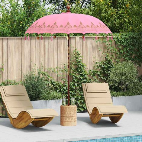 Balinese Parasol Pink (180-190) x 260 cm Cotton and solid wood vidaXL