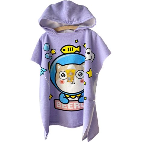 Chapeau, serviette de bain pour enfant, cape, peignoir à capuche pour bébé, motif dessin animé, serviette de bain à séchage rapide (1/5)