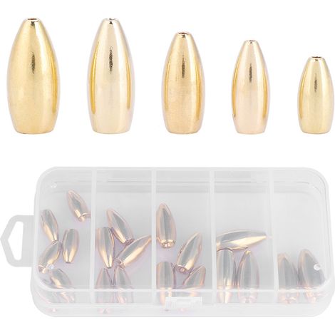 Lot de plombs de pêche en cuivre et laiton durables, léger kit de pesée pour pêcheur avec boîte de rangement (1/5)