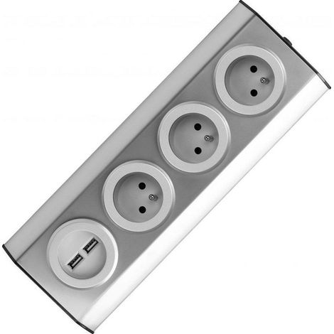 Orno ViRONE FS-3 enchufe inox con 2 puertos USB