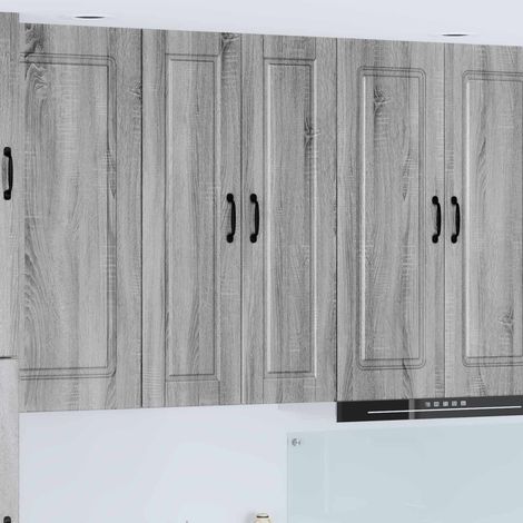 Meuble mural de cuisine en bois d’ingénierie gris sonoma, 3 étagères, 1 porte, 30 x 31 x 100 cm - PANGIVO (1/5)