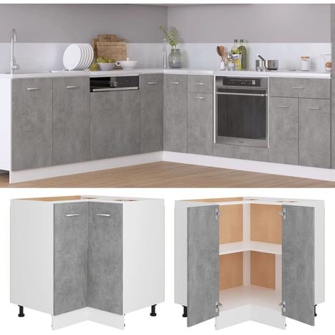 Eckunterschrank Lyon Betongrau 75,5x75,5x81,5 cm Holzwerkstoff