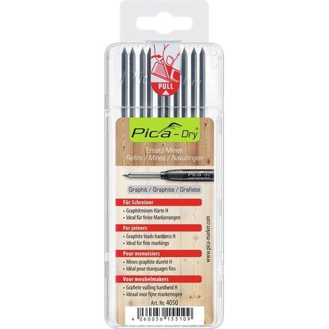Pica PICA DRY mine in grafite H 2,8 mm x 125 mm confezione da 10