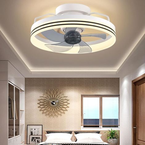 Ventilateur de plafond moderne encastré de 50 cm (20 pouces) avec éclairage et télécommande, contrôlable à distance et via application, idéal pour chambre, salon ou petits espaces. (1/5)