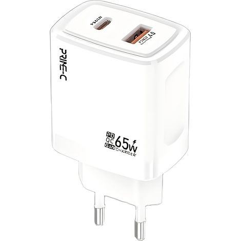 Chargeur domestique GaN, double USB (A+C), PD 65W, charge rapide à 75%. (1/2)