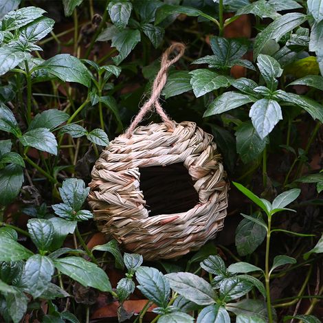 Neues rundes handgewebtes Vogelnest, strohgewebtes Vogelnest für den Haustiergarten (1/5)