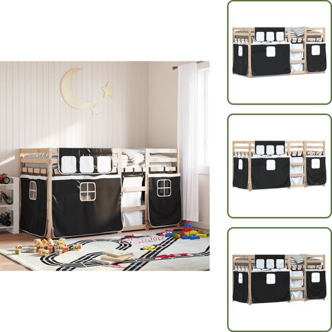 The Living Store Lit superposé sans matelas 90x190 cm bois de pin massif - Lit Superpose - Lit Mezzanine - Lit Enfant - Lit Design - Meuble Rangement