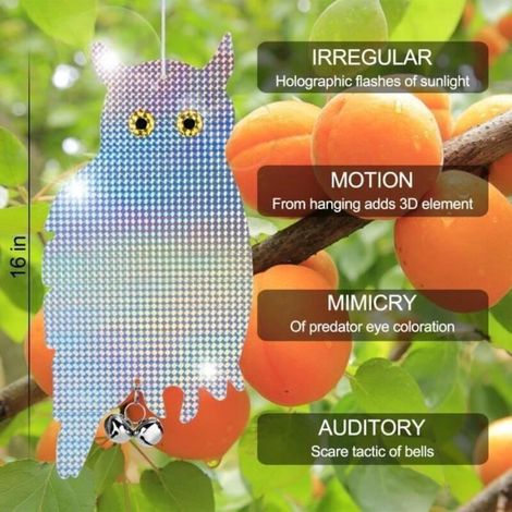 2 Reflective Scarecrow Owl Pieces for Bird and Pest Control