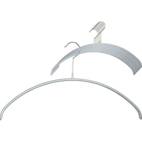 Cintres, Economic P, Lot de 10, Gain de Place, Arrondi, idéal pour Les T-Shirts et Les Pull-Overs, Crochets Rotatifs à 360°, Revêtement Antidérapant, 40 cm, Argent