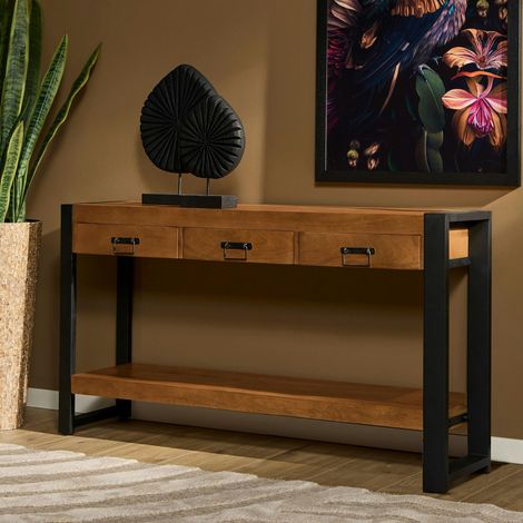 Console longue bois métal 150 cm MILORA