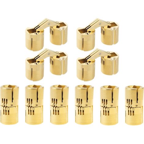 Charniere Invisible - Laiton - 180 Degres - Pour Porte De Meuble - Lot De 10 Avec 20 Vis 8 Mm (1/5)