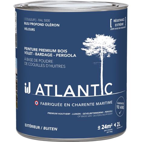 Peinture bois extérieurs - RAL 5000 Bleu profond Oléron - 2L - ATLANTIC (1/3)