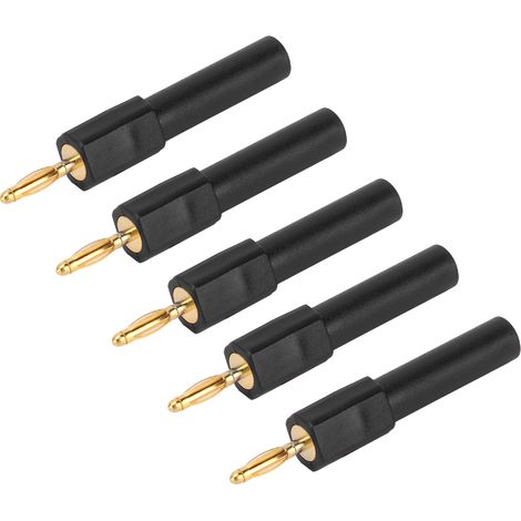 5 Stück Bananenstecker-Adapter, starke Verbindung, gute Leitfähigkeit, 2 mm auf 4 mm, schwarz (1/5)