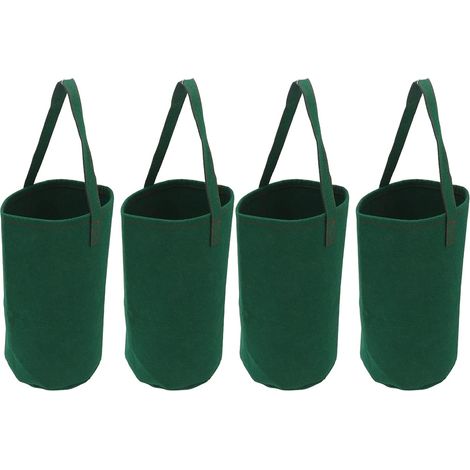 4pcs Planteur de Tomates à L'envers, Sac de Culture Suspendu en Feutre, Sacs de Culture de Plantes de Fleurs Végétales Multifonctions avec Poignées pour Tomates Fraises(Vert) (1/5)