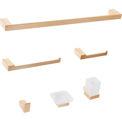 6-Piece Bathroom Hardware Set TUMACO with Towel Bars and Hooks Gold