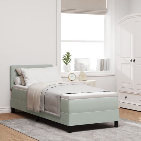 Box Spring Bed with Headboard Light grey 80 x 200 cm Velvet vidaXL (1/5)