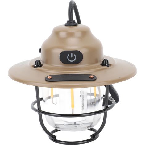 Lanterne de camping LED étanche 1200 mAh 2,0 W à intensité variable, style vintage, rechargeable, couleur sable, idéale pour la randonnée et la pêche. (1/5)