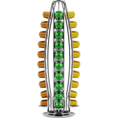 Présentoir rotatif pour capsules de café, en métal, 24 Dolce Gusto, modèle ventral électroplaqué (peut contenir 40 capsules Nespresso)