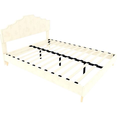Letto imbottito minimalista moderno 160 x 200 cm beige MODENUIT (1/5)