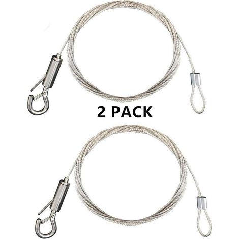 2 PACK Image Suspendez le fil 2 mm × 2 m avec 2 tubes à sertir Heavy Duty en acier inoxydable câble pour la lumière/matériel de lampe, jusqu'à 30 kg (1/5)