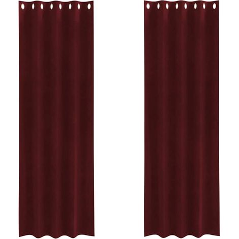 Rideaux 2 pcs Rouge bordeaux 140 x 245 cm Velours CFW25907 (1/5)