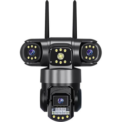 Caméra de Surveillance extérieure à 3 objectifs et 3 écrans avec Vision Nocturne, étanche, détection de Mouvement et Protection de sécurité CCTV(5MP 5X Camera) (1/5)